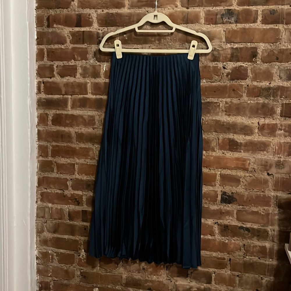 Zara - Dark Teal, High Waisted, Pleated Skirt